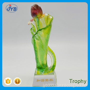 custom beautiful ornament fancy green crystal trophy